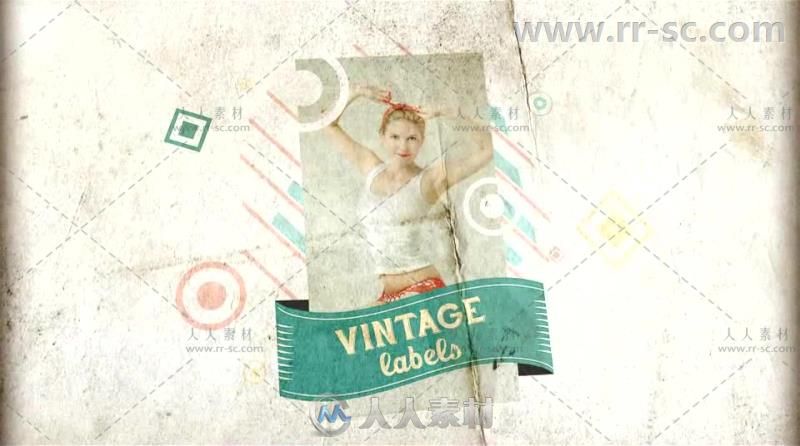 破旧复古效果标签和照片展示幻灯片AE模板Videohive Vintage Labels 3 files 6032600