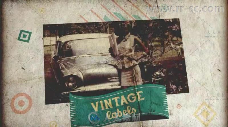 破旧复古效果标签和照片展示幻灯片AE模板Videohive Vintage Labels 3 files 6032600