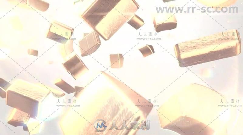 三维金银质感立体碎块合并标志展示Logo演绎AE模板Videohive 3D Gold And Silver S...