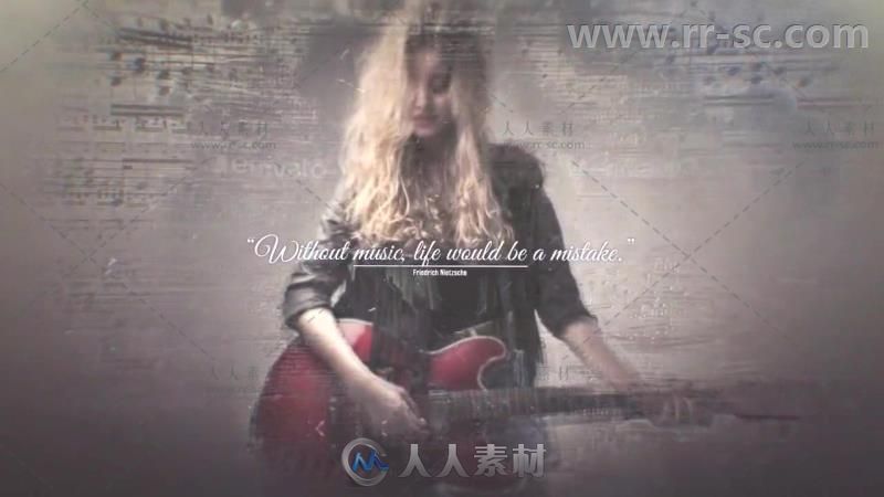 美丽乐谱叠层三维视差照片展示幻灯片视频包装AE模板Videohive Music Notes Slides...