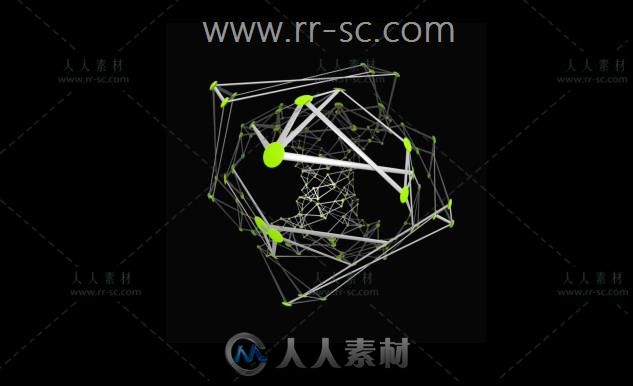 神秘三维空间中的点和线段连接动态视频素材