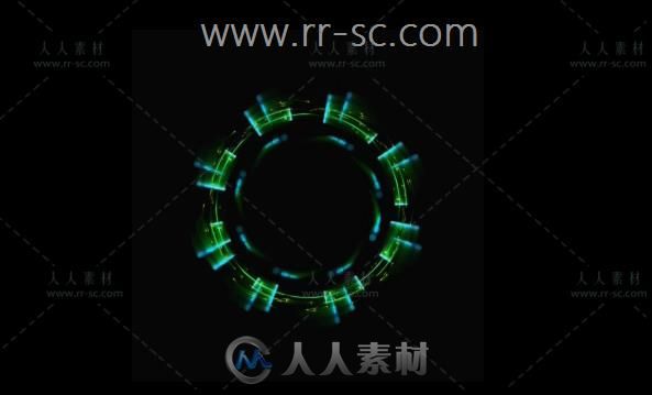 极具科技感的绿色光圈旋转效果视频素材