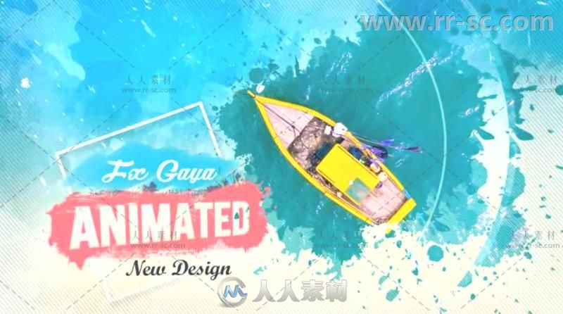 美丽动感水墨笔刷效果照片展示幻灯片相册动画AE模板Videohive Relax Brush Slides...