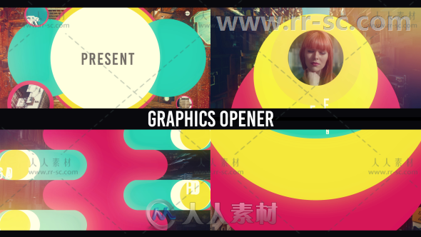 创意多彩动感图形展示照片视差幻灯片相册动画AE模板Videohive  Graphics Opener 2...