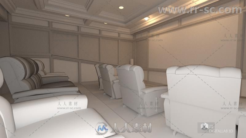 简单的家庭影院室场景环境3D模型合辑