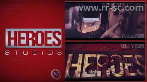 炫酷史诗漫威风格3D英雄标志展示Logo演绎AE模板 Videohive Heroes Logo 19434036