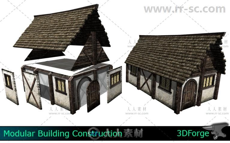 中世纪幻想乡村建筑环境3D模型Unity游戏素材资源