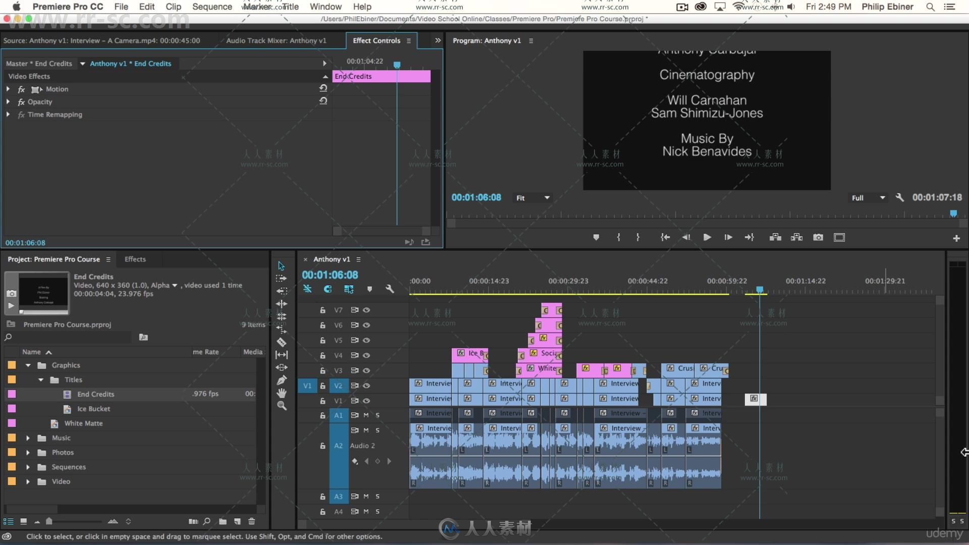 Premiere简单高效视频编辑实例训练视频教程 UDEMY ADOBE PREMIERE PRO CC: EASY VI...