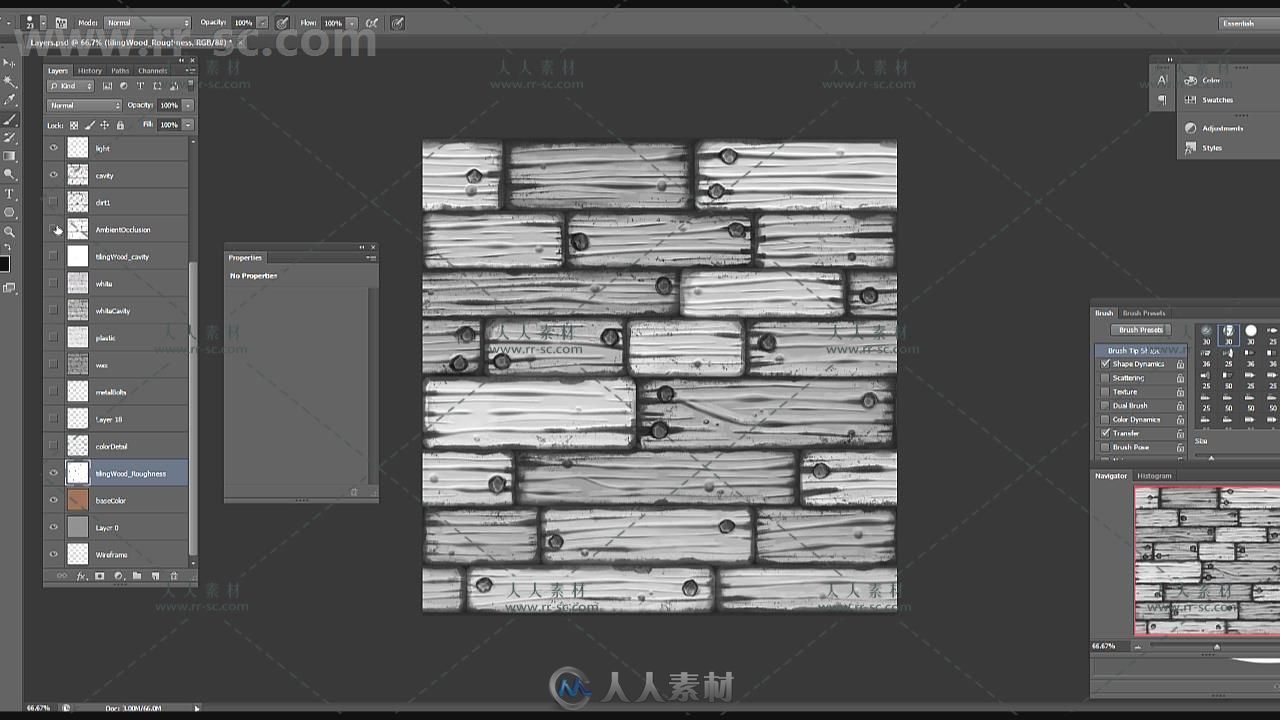 Zbrush木质纹理实例制作视频教程 CUBEBRUSH STYLIZED WOODEN PLANKS TILEABLE TEXT...