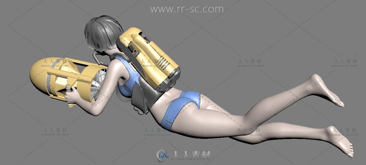 现实一个美女潜水员3D模型