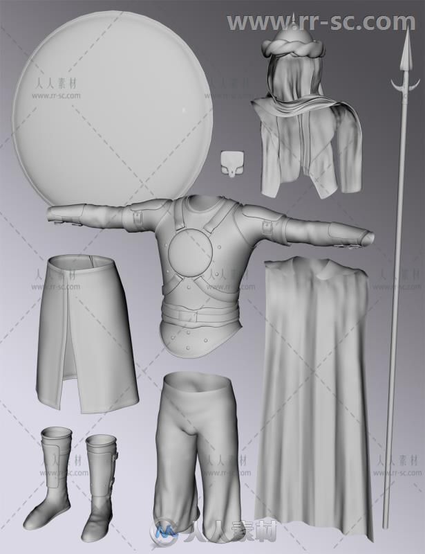 古代波斯战士服装和武器道具3D模型合辑