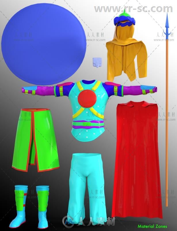 古代波斯战士服装和武器道具3D模型合辑