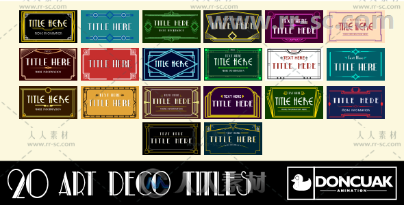 20款时尚创意艺术装饰文字标题动画展示幻灯片AE模板Videohive 20 Art Deco Titles...