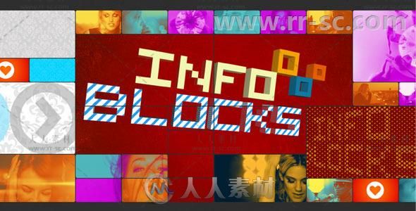 时尚动感信息图片视频墙展示幻灯片AE模板 Videohive INFO Blocks 3422402