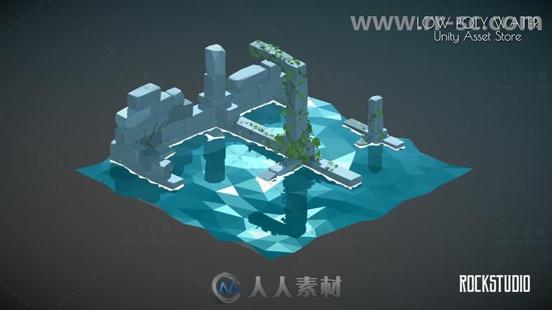 低聚合艺术风格的水物质着色器Unity游戏素材资源