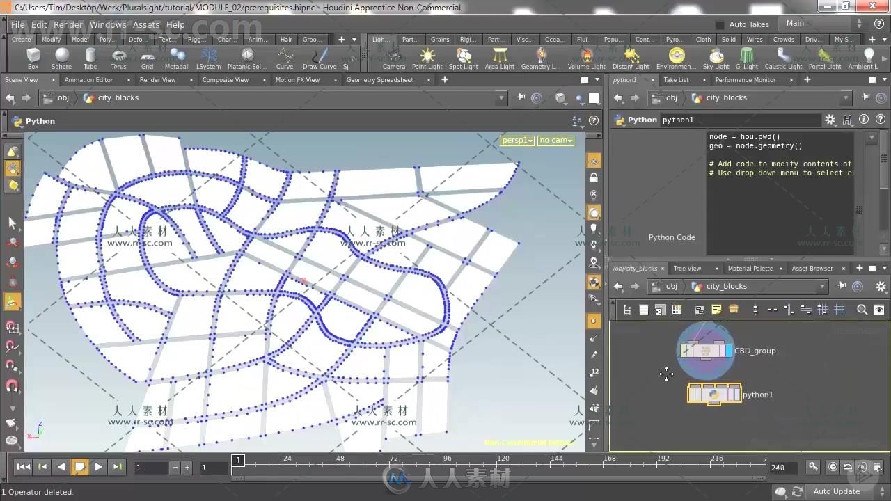 Houdini中利用Python自动生成大型城市实例制作视频教程 PLURALSIGHT PROCEDURAL CI...
