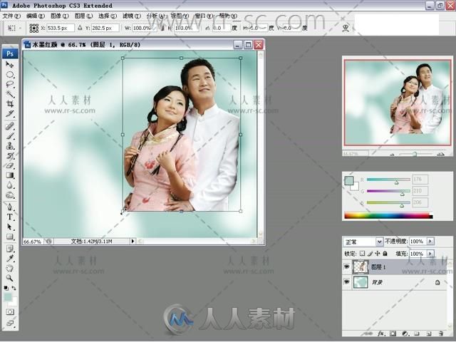 Photoshop中国古典婚纱照设计视频教程