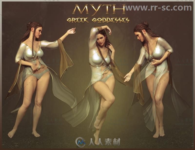 美丽优雅性感的希腊女神姿势造型3D模型合辑