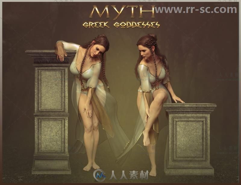 美丽优雅性感的希腊女神姿势造型3D模型合辑