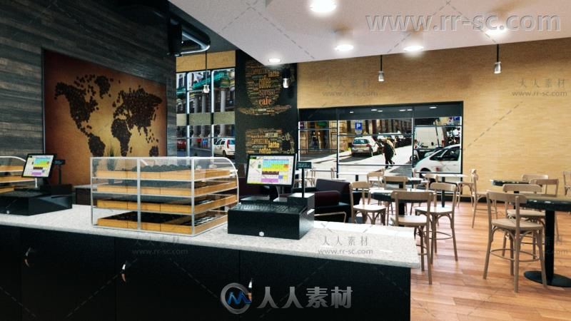 典型的咖啡店场景环境3D模型合辑