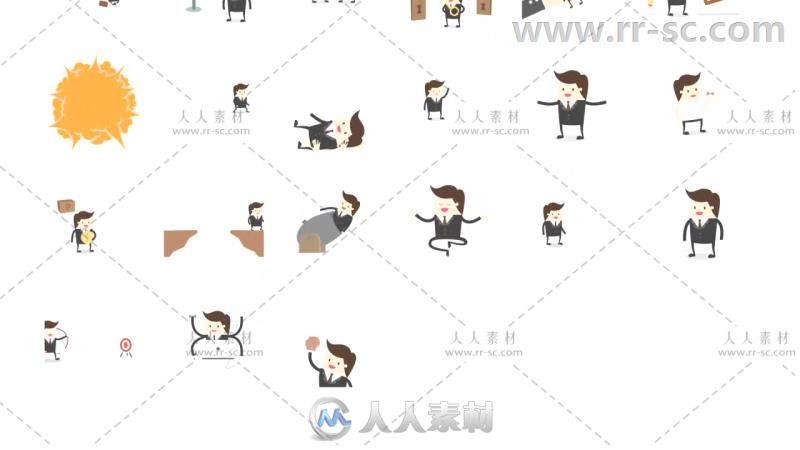 卡通商务小人角色动画视频解说AE模板 Videohive Character Animation Pack 19319...