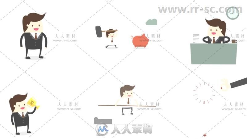 卡通商务小人角色动画视频解说AE模板 Videohive Character Animation Pack 19319...