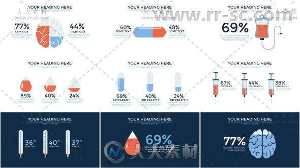 医疗信息图表分析医学器官健康数据动画展示AE模板 Videohive Medical Infographic...