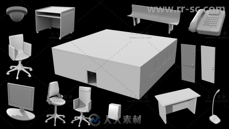 现代法庭场景环境3D模型合辑