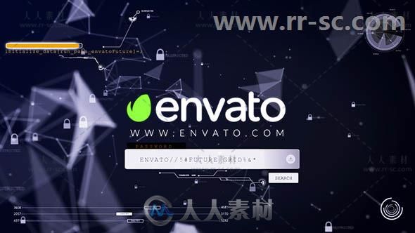 创意科技感几何安全登录标志展示Logo演绎AE模板Videohive ctOS - Login Hack Logo...