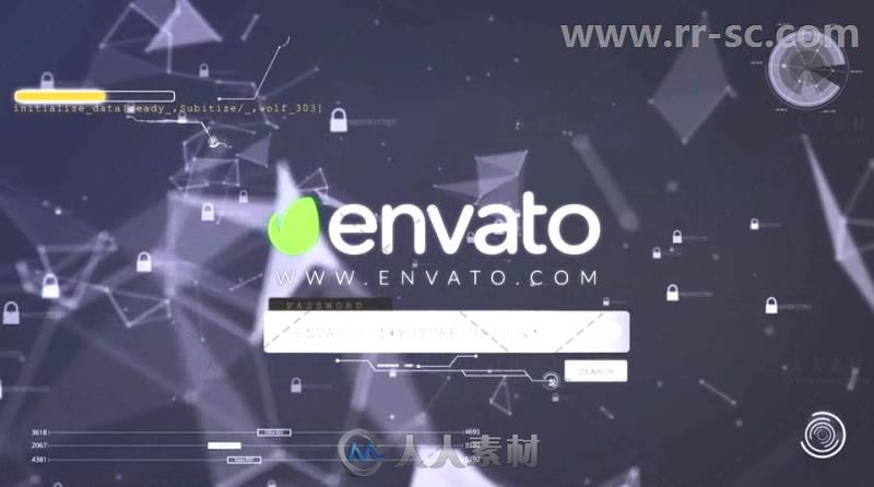 创意科技感几何安全登录标志展示Logo演绎AE模板Videohive ctOS - Login Hack Logo...