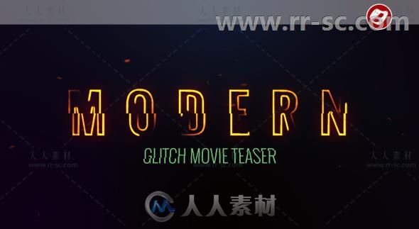 恐怖光电故障效果现代幽灵电影预告片视频包装AE模板Videohive Modern Glitch Movi...