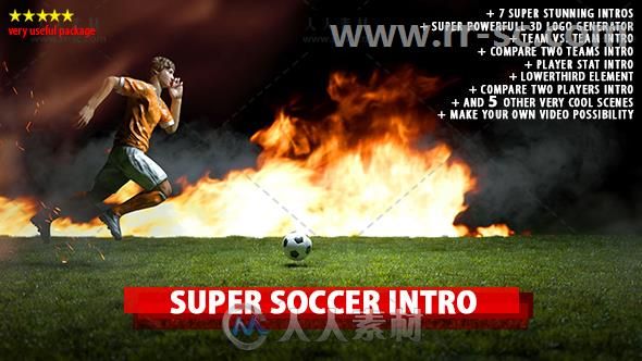 史诗超级足球开场片头视频包装电视广播AE模板 Videohive Super Soccer Intro 2045...