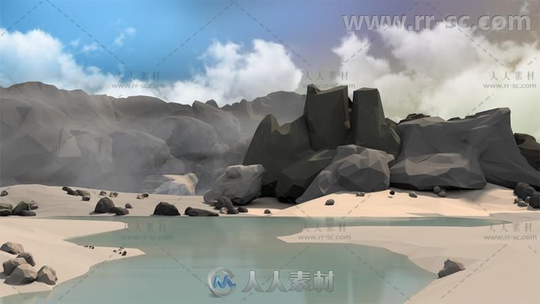 低聚风格的山脉风景环境3D模型Unity游戏素材资源