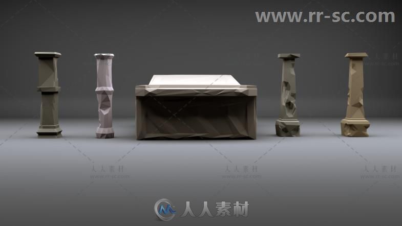 低聚多边形艺术风格亚洲古代建筑环境3D模型Unity游戏素材资源