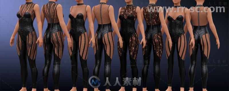 女性战士美丽超性感紧身衣服装3D模型合辑