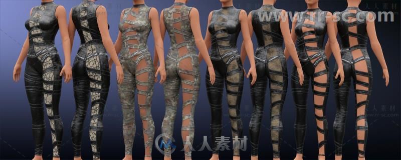 女性战士美丽超性感紧身衣服装3D模型合辑