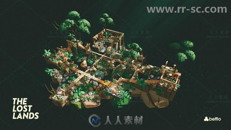 高品质模块化自然丛林和寺庙环境3D模型Unity游戏素材资