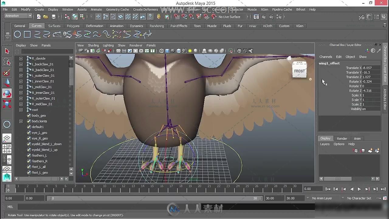Maya绑定带翅膀的动物视频教程