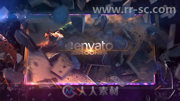 炫酷史诗爆炸破碎图片相框展示幻灯片相册动画AE模板 Videohive Exploding image r...