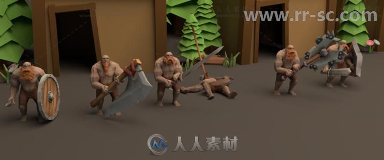 野蛮维京人幻想人形生物角色3D模型Unity游戏素材资源