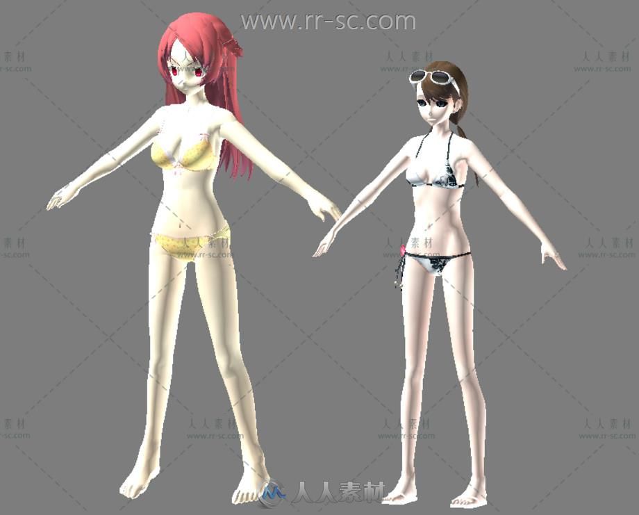 2个性感泳装美女3D模型