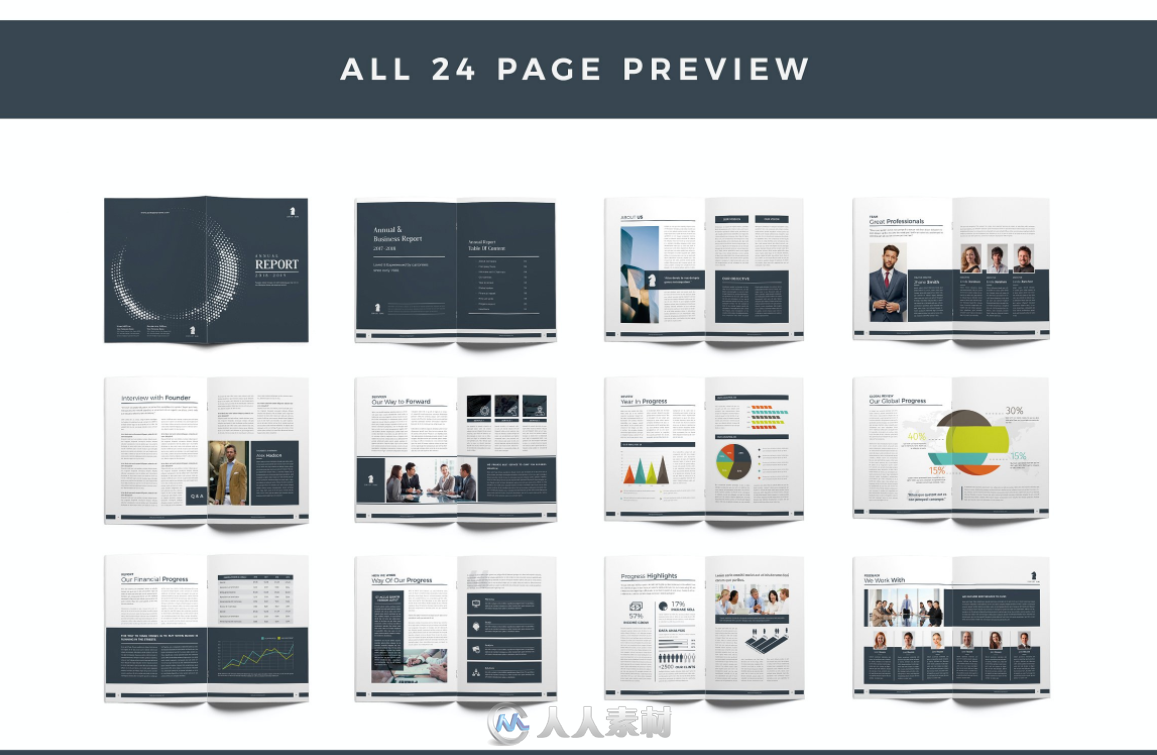 24页企业风格年度报告手册indesign排版模板