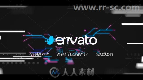 科技感数字失真信号损坏效果标志展示Logo演绎AE模板Videohive Glitch Logo Reveal...