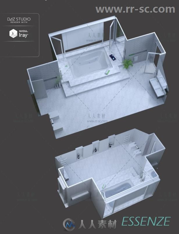 现代时尚个性化浴池场景环境3D模型合辑