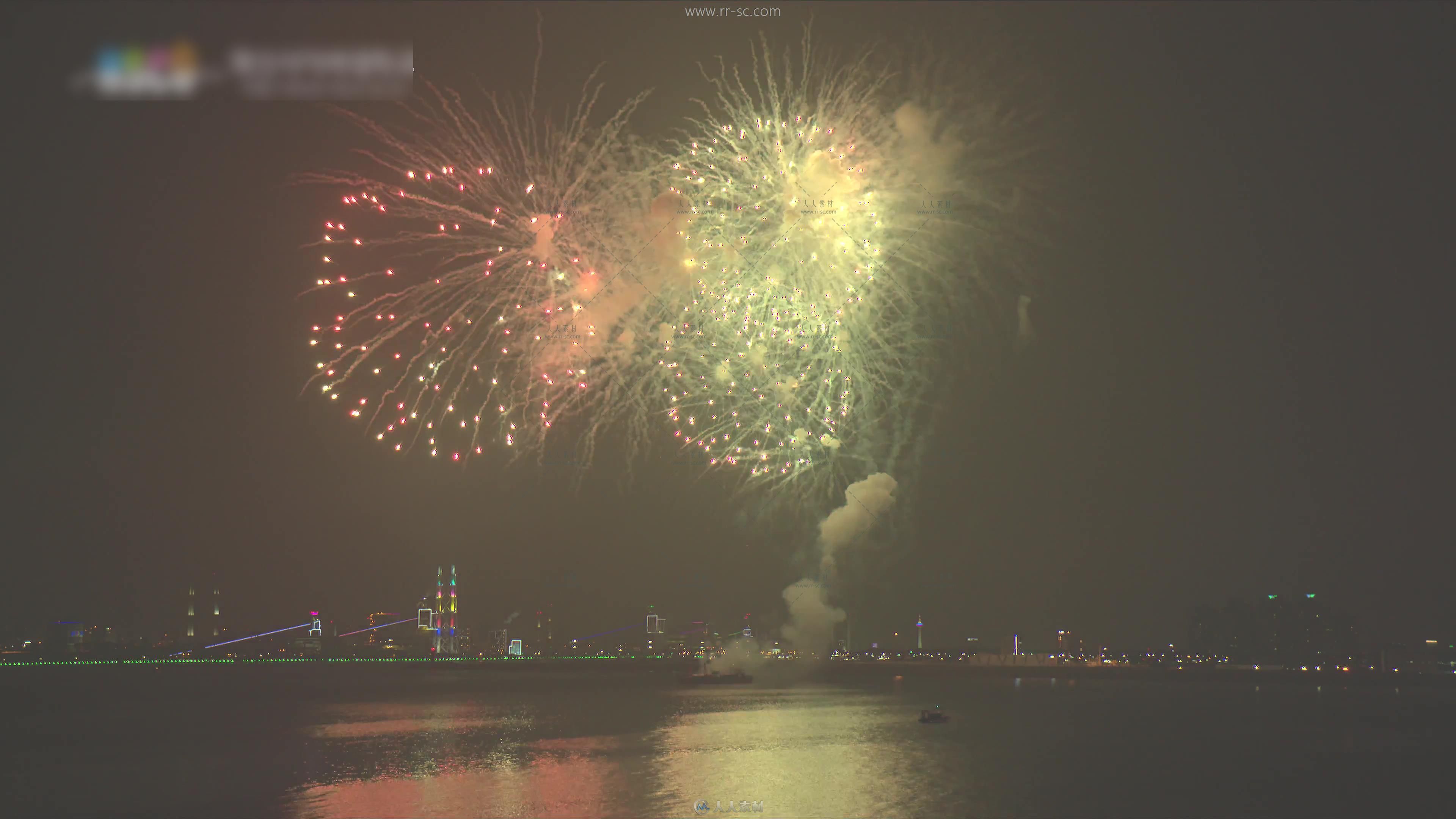 城市夜晚绚丽灿烂的烟花表演电视演示片实拍视频素材