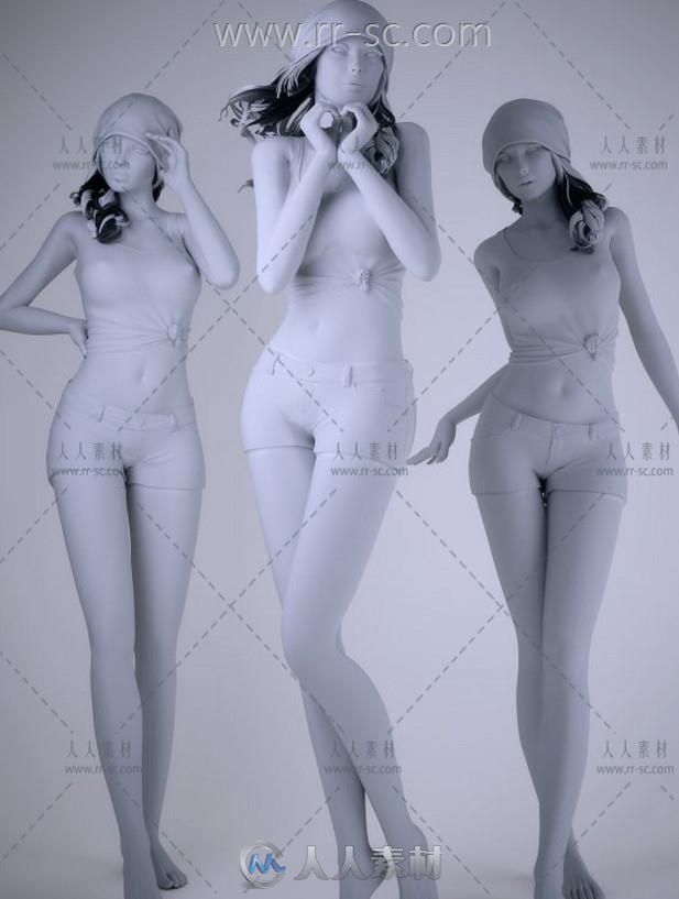 影视纹身美女角色3D模型