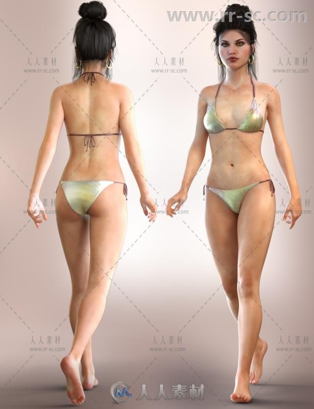 两名美丽性感苗条的女性角色3D模型合辑