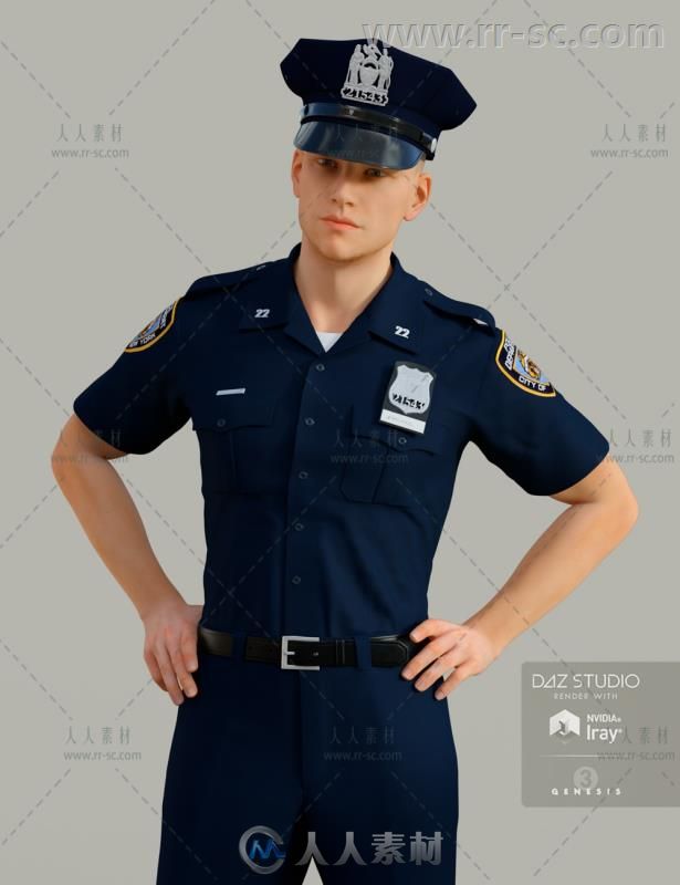 经典的男性警察制服3D模型合辑