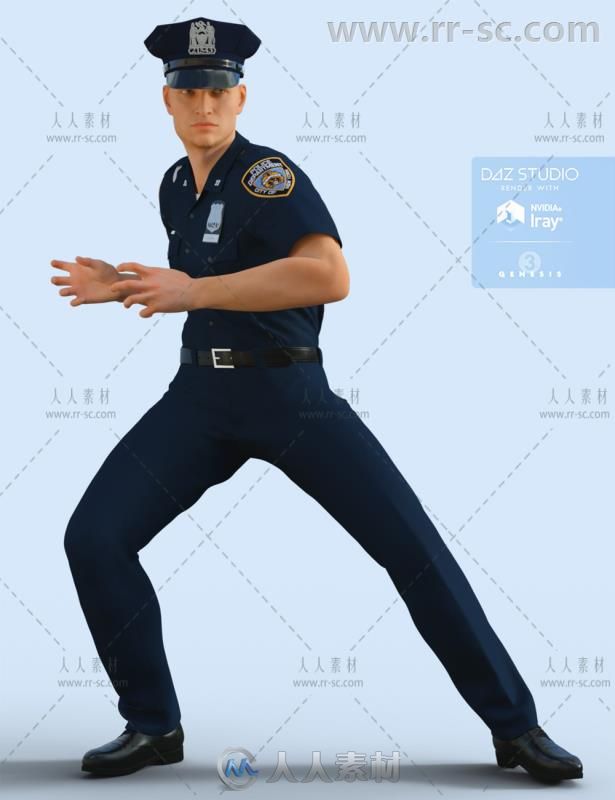 经典的男性警察制服3D模型合辑