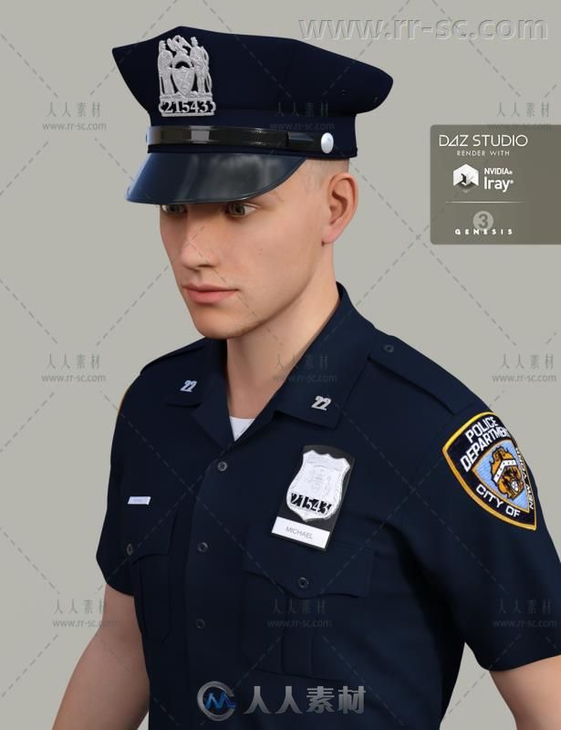 经典的男性警察制服3D模型合辑